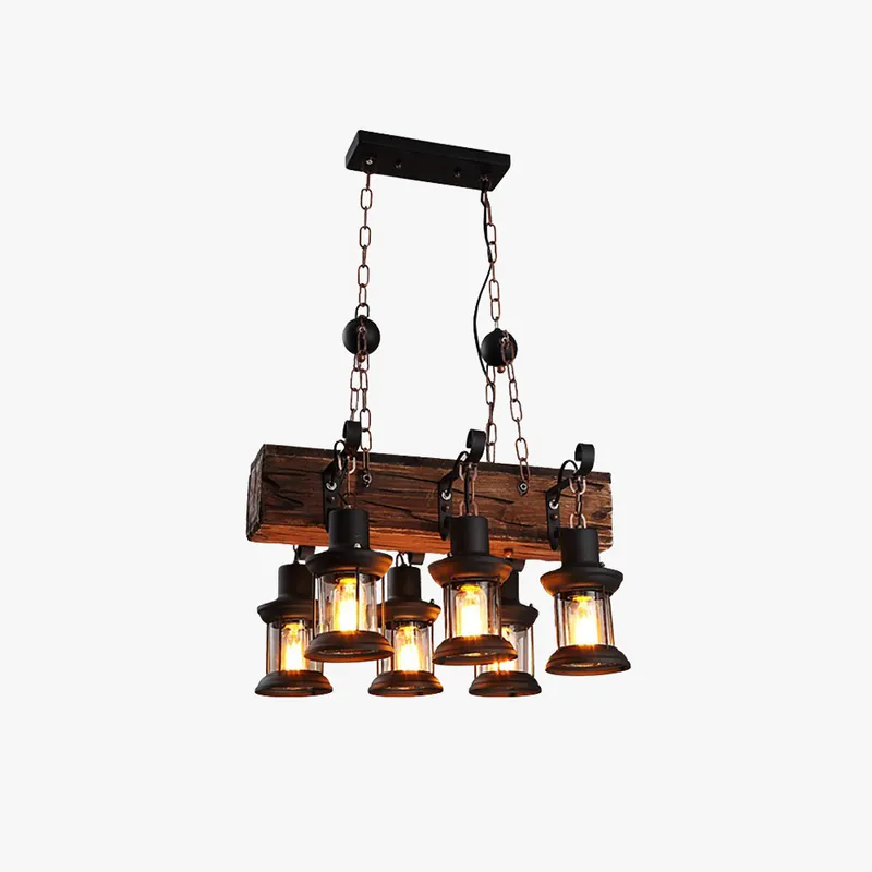 Epoch Suspension Rectangulaire Vintage, Metal\\/Bois, Marron, Chambre
