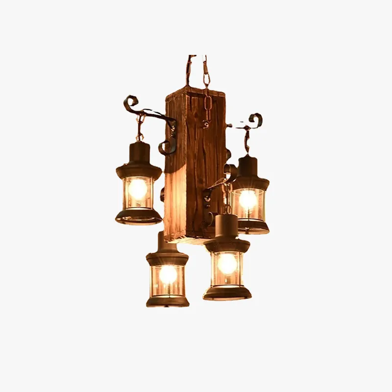 Epoch Suspension Rectangulaire Retro, Metal\\/Bois, Marron, Chambre