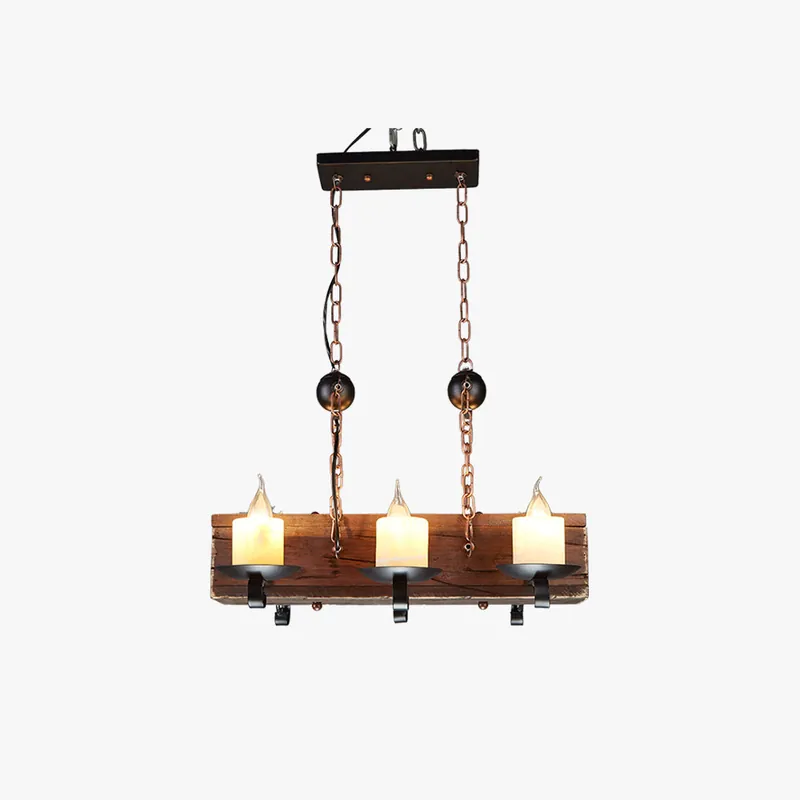 Epoch Suspension Sectangulaire Vintage, Metal\\/Bois, Marron, Salon