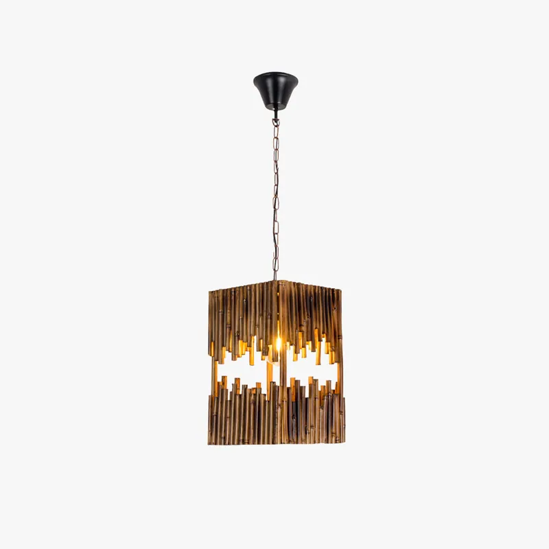 Epoch Suspension Rectangulaire Naturelle, Metal\\/Bois, Marron, Salon