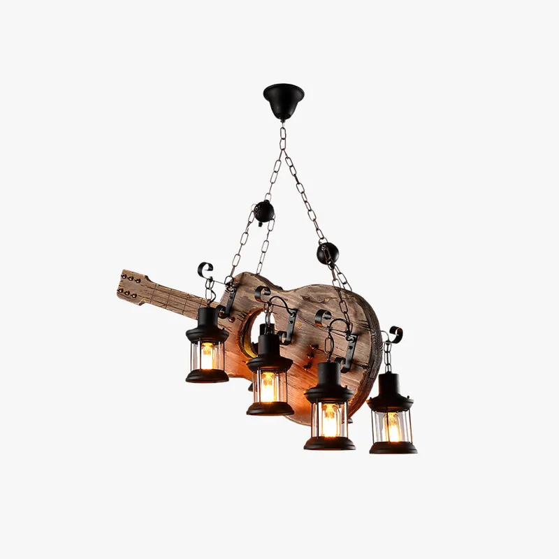 Epoch Suspension Guitare Industrielle, Metal\\/Bois, Noir\\/Bois, Chambre