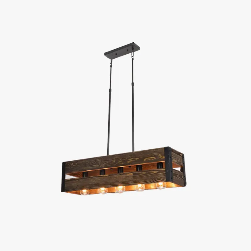 Silva Suspension Rectangulaire Rustique, Bois\\/Metal, Bois\\/Marron, Chambre
