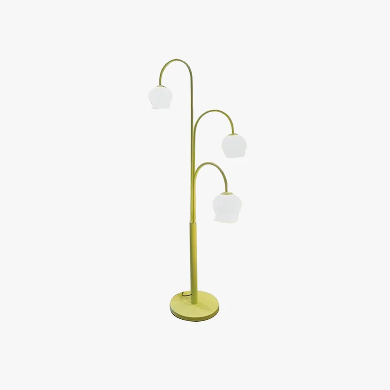 Arisha Lampadaire Fleur\\/Multi Art Deco, Métal\\/Verre, Blanc, Salon