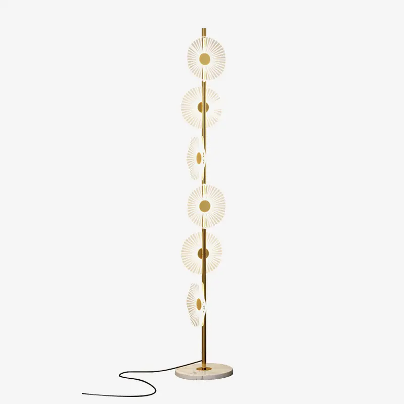 Arisha Lampadaire Rond Moderne, Métal\\/Acrylique, Blanc\\/Doré, Salon