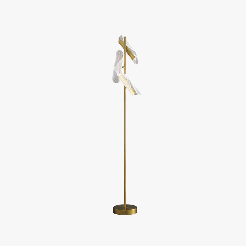 Mira Lampadaire Vague Moderne, Métal\\/Acrylique, Doré\\/Blanc, Salon