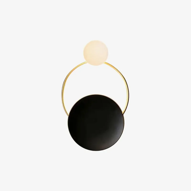 Arisha Applique Murale LED Moderne à Triple Anneau, Métal\\/Verre, Noir\\/Or, Chambre à Coucher