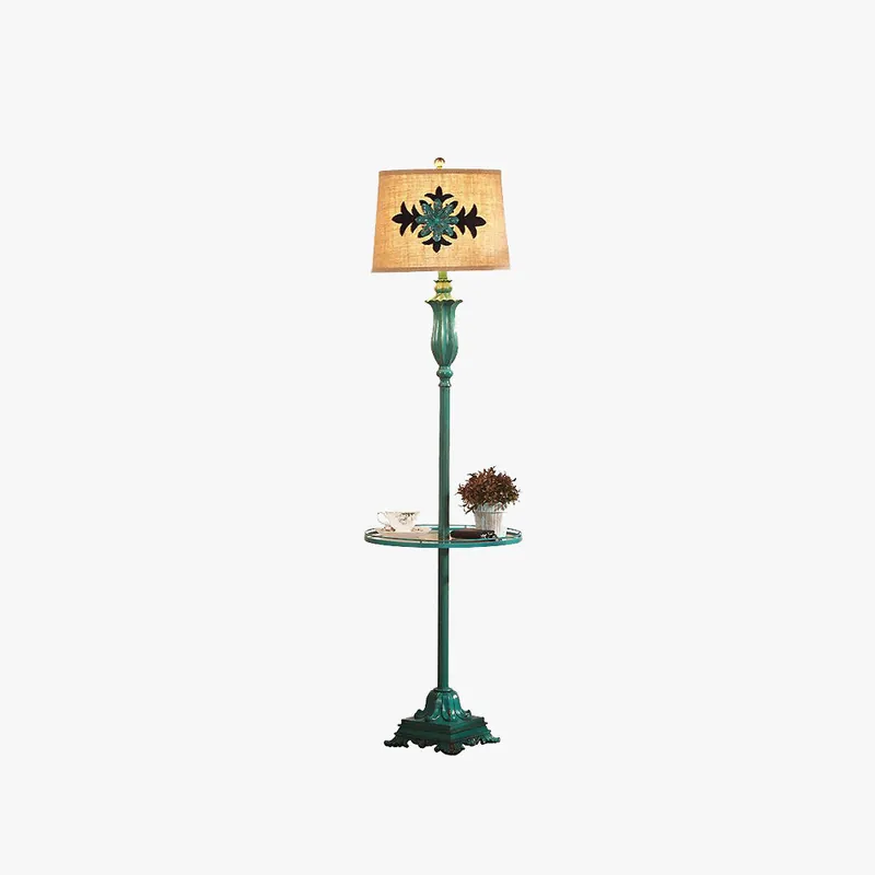Tiffany Lampadaire Cylindre Vintage, Métal\\/Résine, Vert, Salon