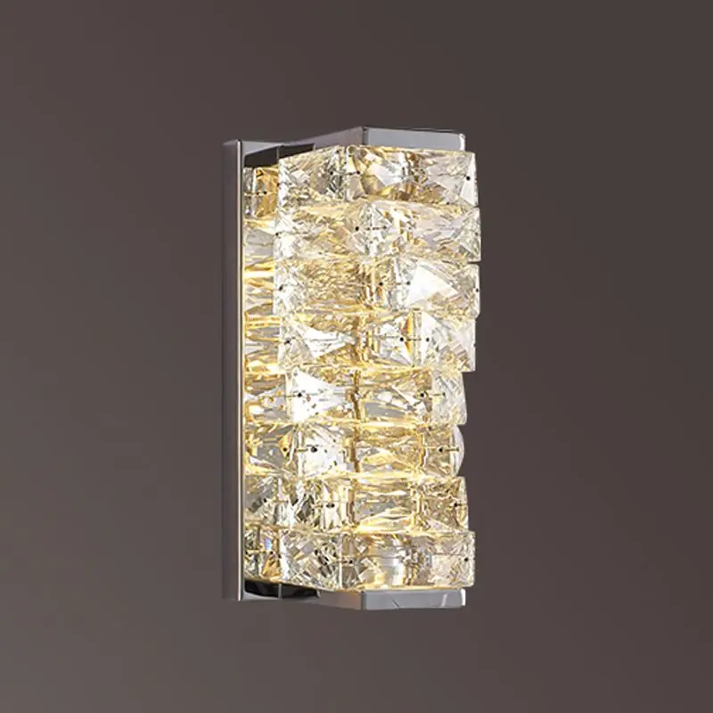 Kristy Applique Murale Rectangulaire Luxe, Métal\\/Cristal, Or\\/Chormé, Salon