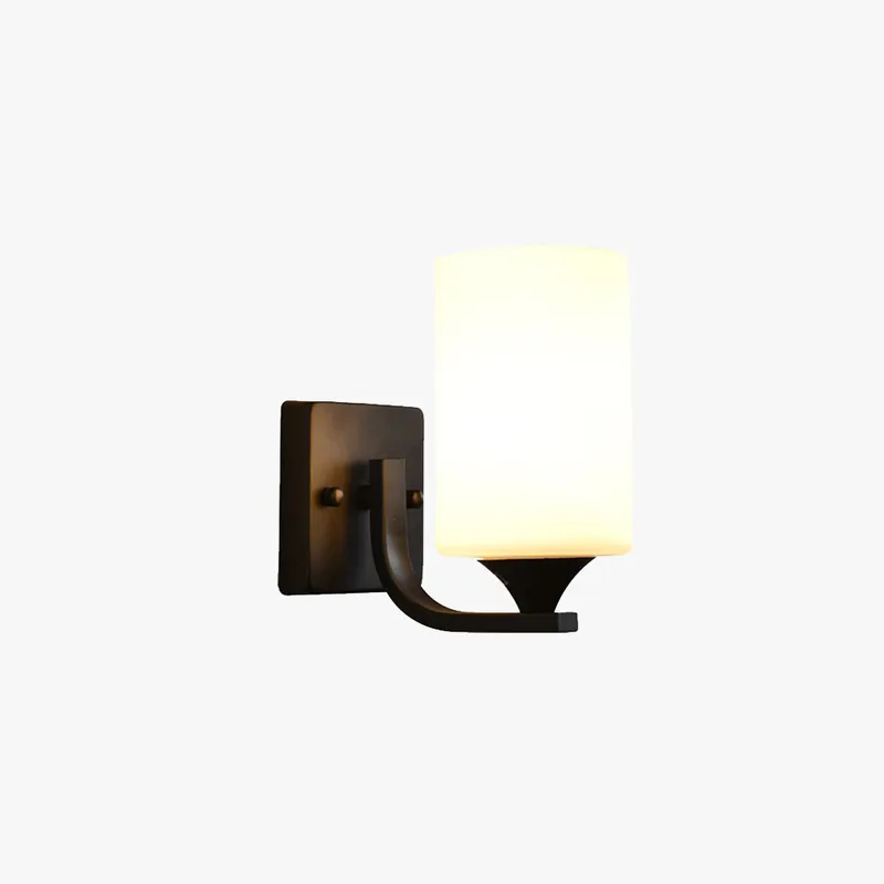 Tiffany Applique Murale Cylindrique Vintage, Métal\\/Verre, Noir\\/Chromé, Chambre à Coucher