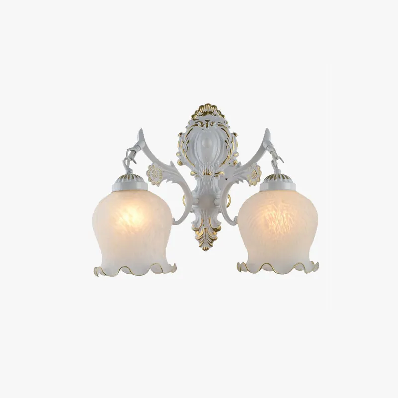 Ray Applique Fleur Vintage, Métal\\/Verre, Blanc\\/Bronze, Salon