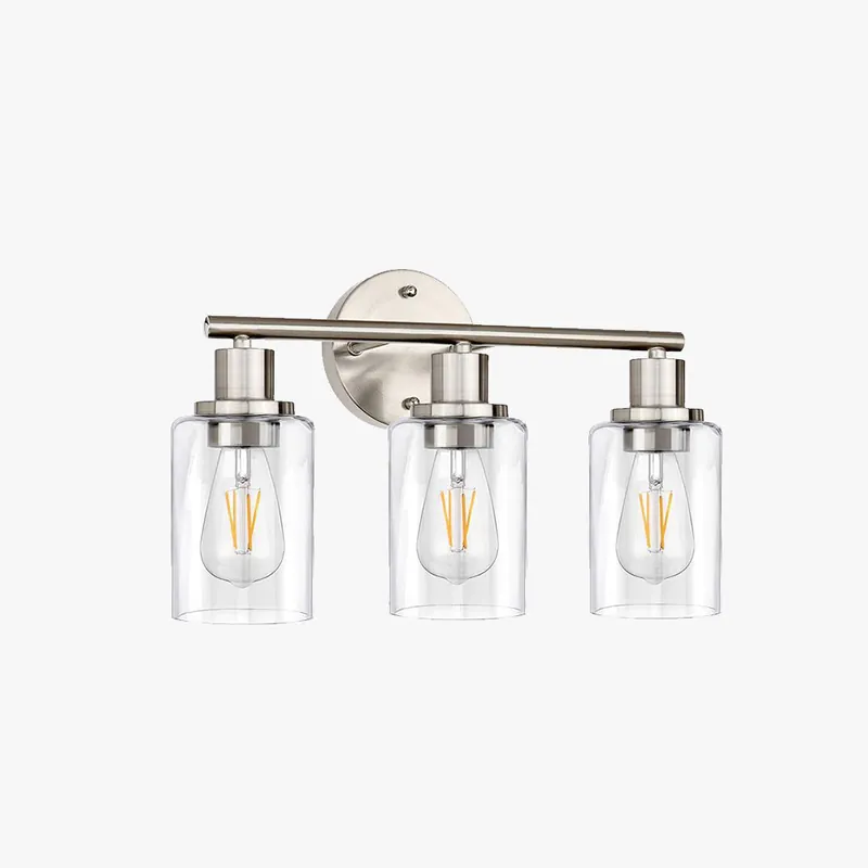 Silva Applique Murale Cylindrique Simple, Métal\\/Verre, Nickel, Salle de Bain