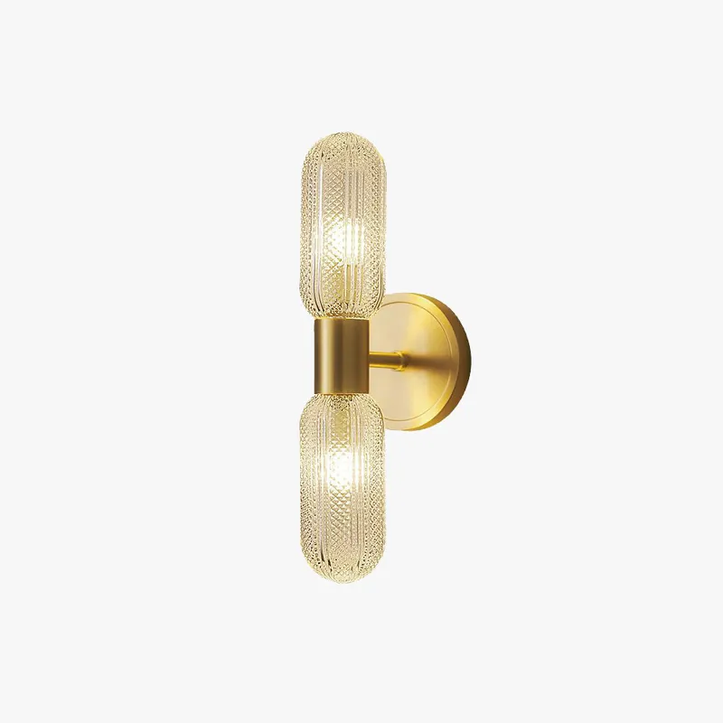 Valentina Applique Murale Luxe à Double Lumières, Métal\\/Verre, Or, Chambre