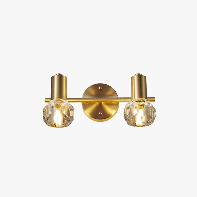 Kristy Applique Murale Miroir Globe Simple, Métal\\/Cristal, Doré, Salle de Bain