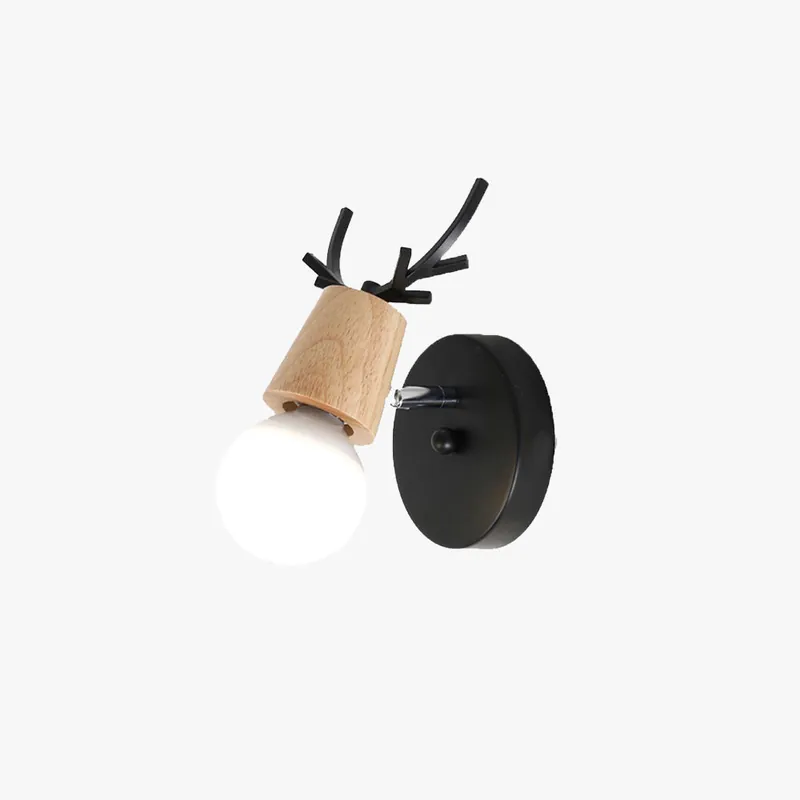 Muto Applique Murale Cerf Moderne, Bois\\/Verre, Blanc\\/Noir, Salle à Manger