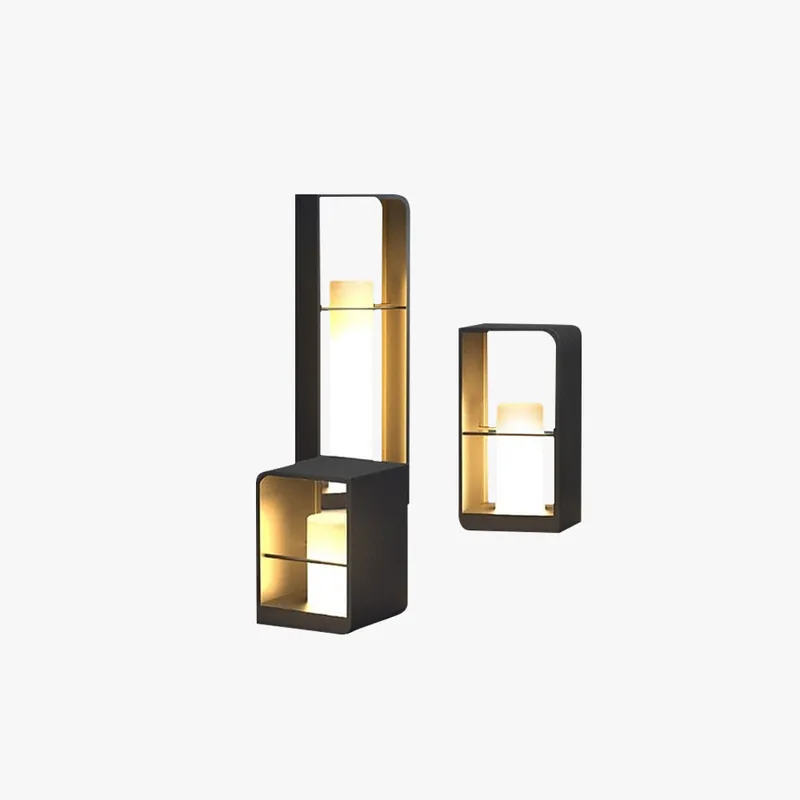 Ray Borne Extérieure Carré Minimaliste, Métal\\/Acrylique, Noir, Jardin