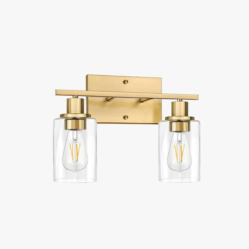 Silva Applique Murale Miroir Cylindrique Moderne, Verre\\/Métal, Noir\\/Or\\/Nickel, Chambre