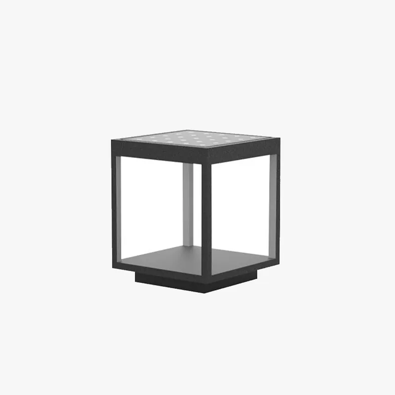 Ray Lampe de Poteau Rectangulaire Moderne, Métal, Noir, Jardin