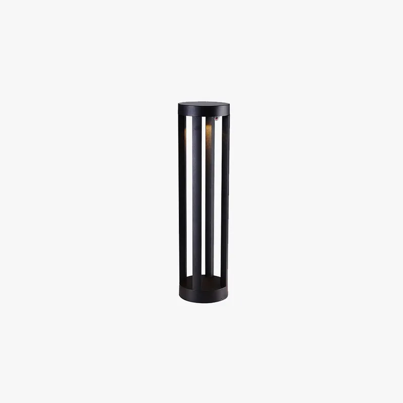 Ray Borne Extérieure Cylindre Minimaliste, Métal, Noir, Cour