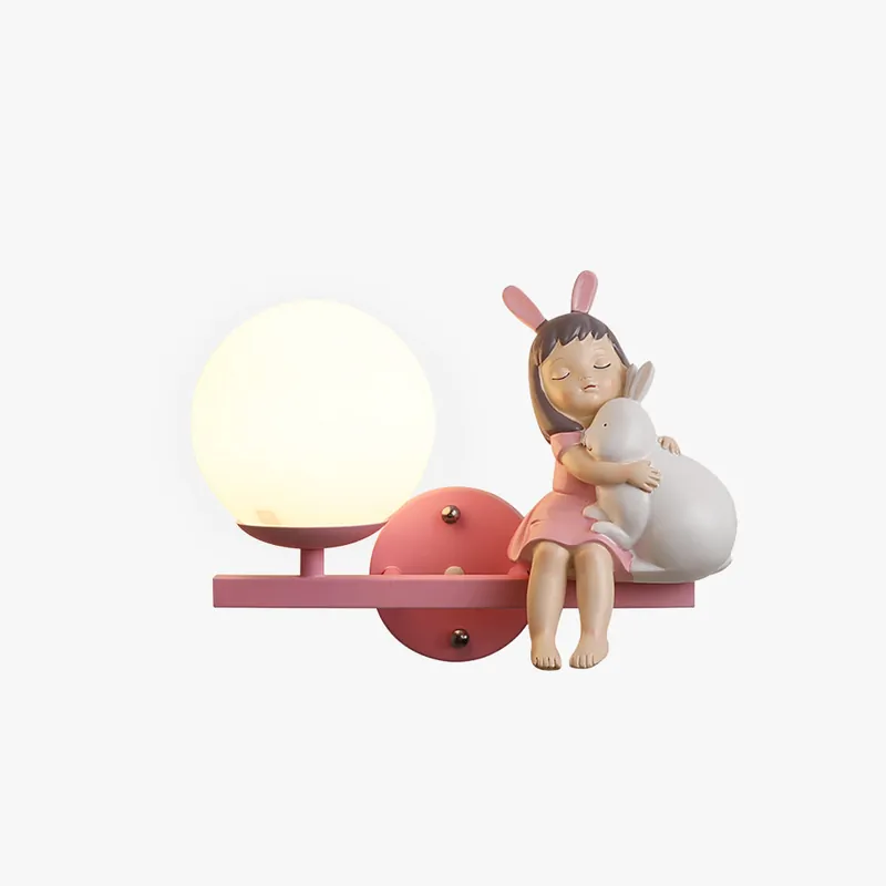 Aria Applique Murale Boule Moderne, Métal\\/Verre, Rose\\/Blanc, Chambre d'enfants