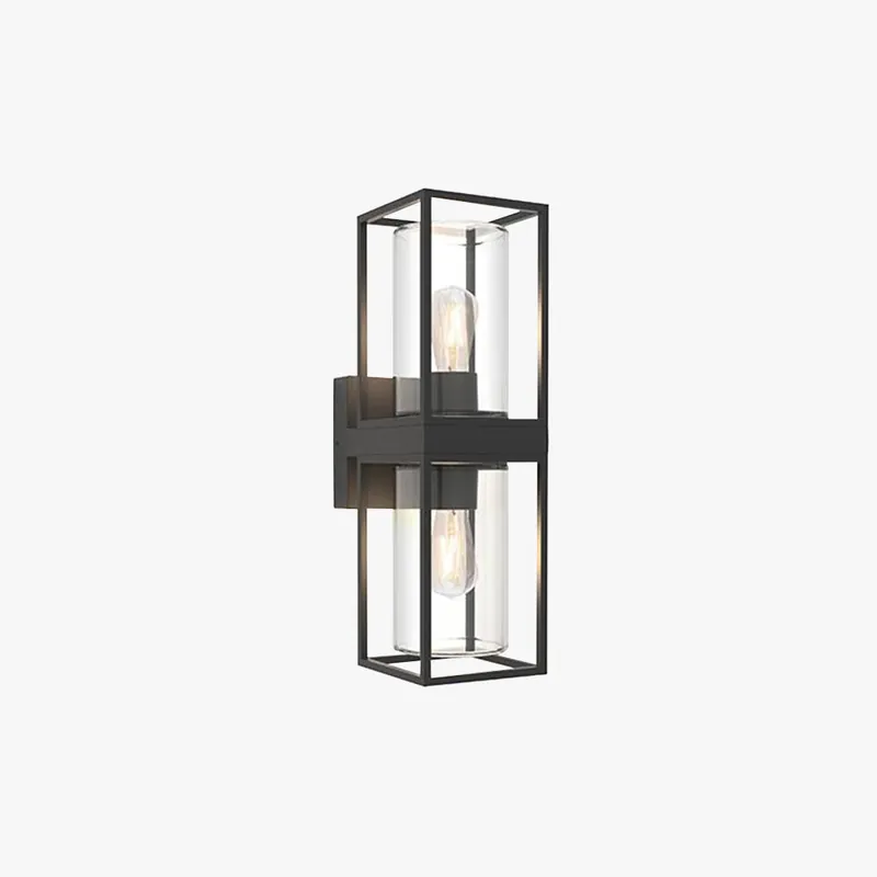 Silva Applique Murale Rectangulaire Vintage, Métal\\/Verre, Noir, Jardin
