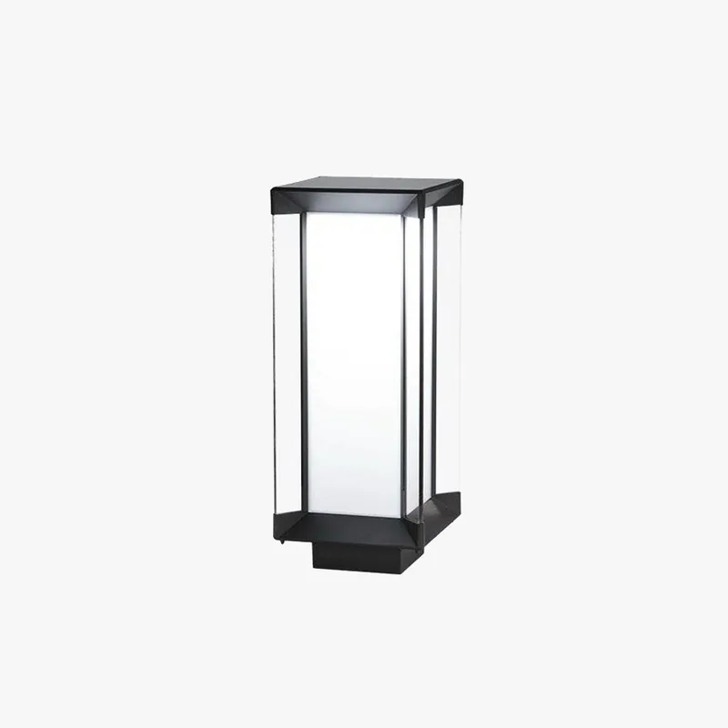 Ray Borne Extérieure Rectangulaire Moderne, Métal\\/Verre, Blanc\\/Noir, Cour