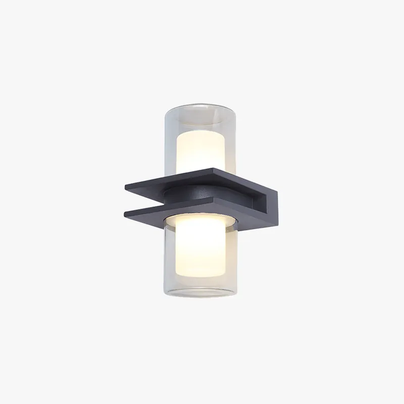 Ray Applique Murale Cylindrique Moderne, Métal\\/Verre, Noir, Jardin\\/Cour