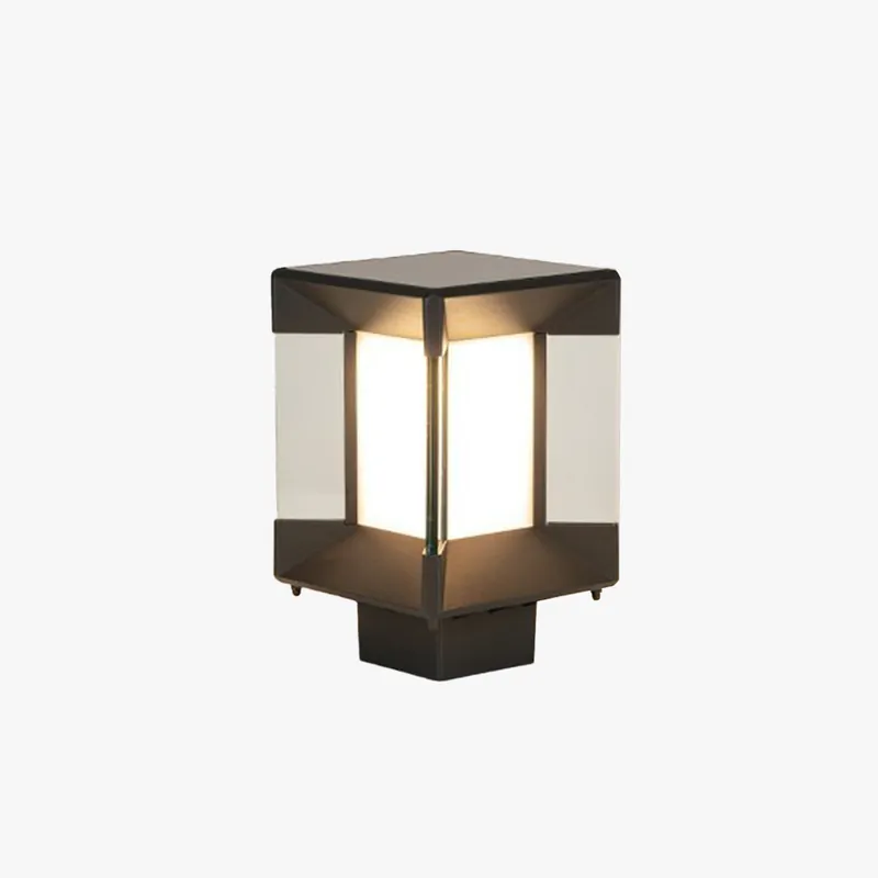 Ray Lampe de Poteau Rectangulaire Moderne, Métal\\/Verre, Noir\\/Or, Balcon