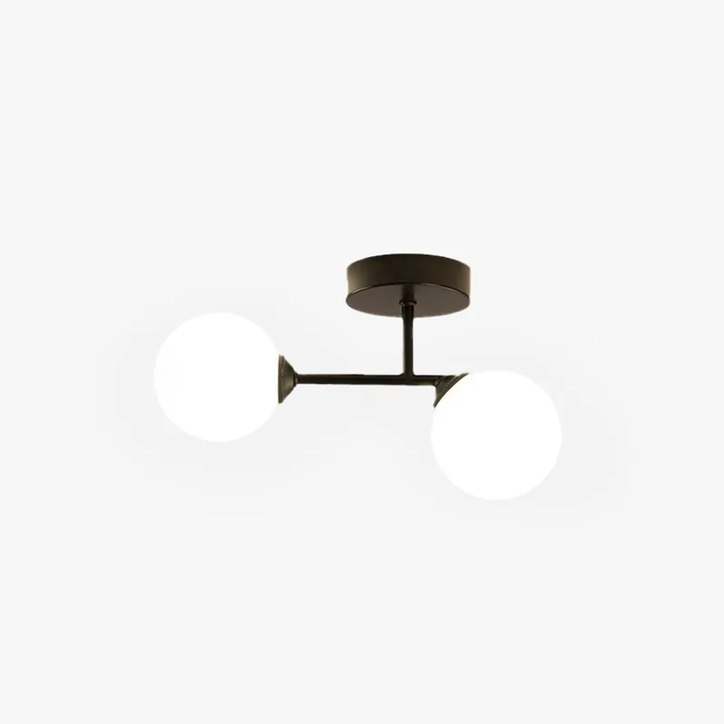 Valentina Plafonnier Rond Moderne, Métal\\/Verre, Noir\\/Doré, Salon