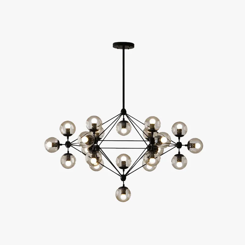 Valentina Lustre Industriel, Metal\\/Verre, Noir, Chambre