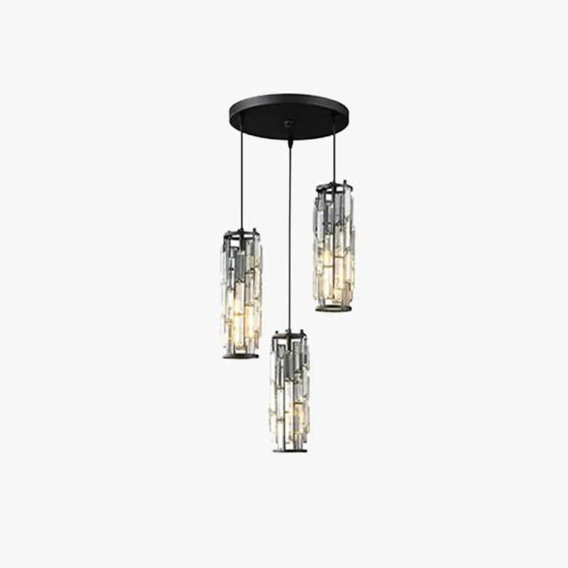 Kristy Suspension Cylindre\\/Multi Cristal, Métal\\/Cristal, Doré\\/Noir, Salon