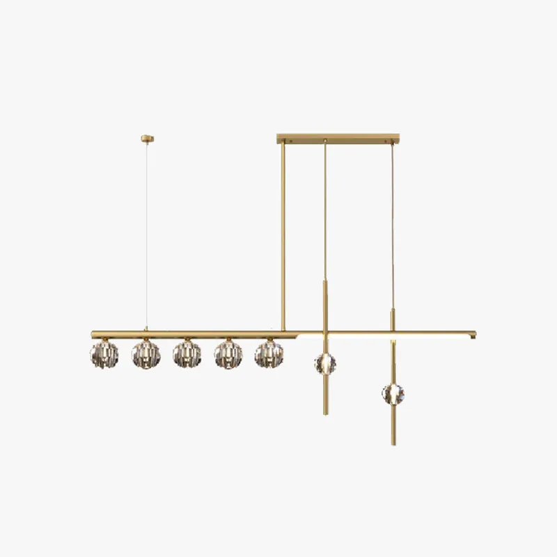 Kristy Suspension Linéaire\\/Sphère Moderne, Métal\\/Cristal, Doré, Salle à Manger