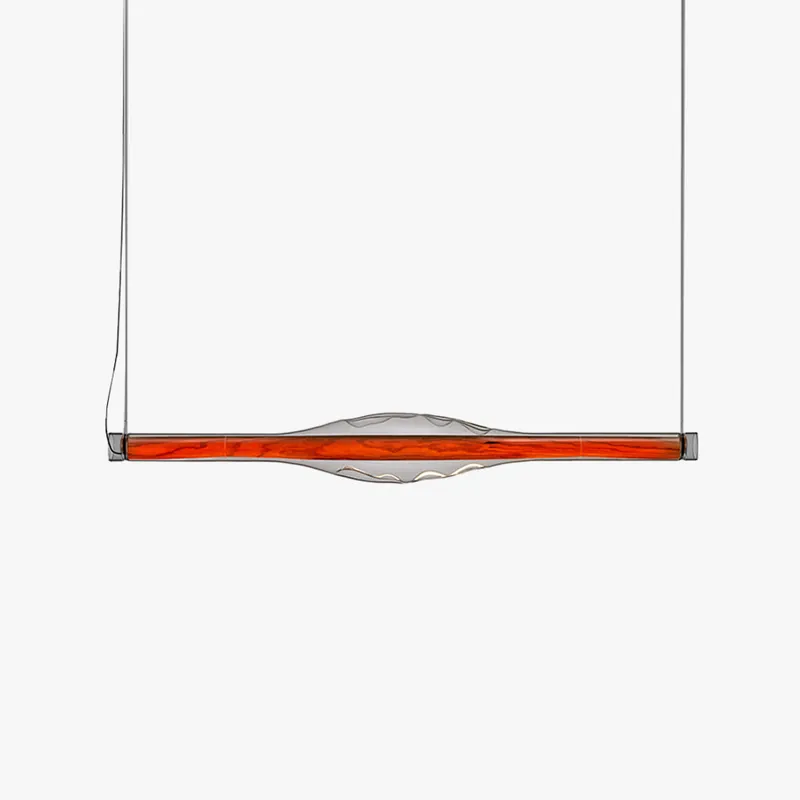 Ray Suspension Linéaire Industrielle, Métal \\/Acrylique, Rouge\\/Marron, Salon