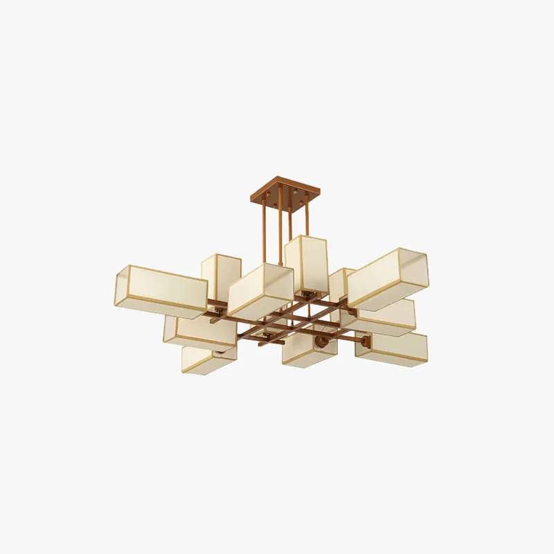 Arisha Lustre Carré Contemporain, Metal\\/Tissu, Noir\\/Or, Chambre