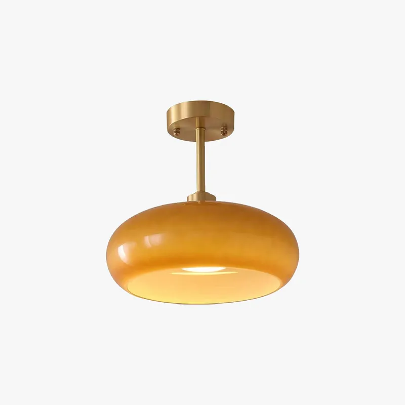 Valentina Plafonnier Rond Moderne, Métal\\/Verre, Orange\\/Blanc, Salon