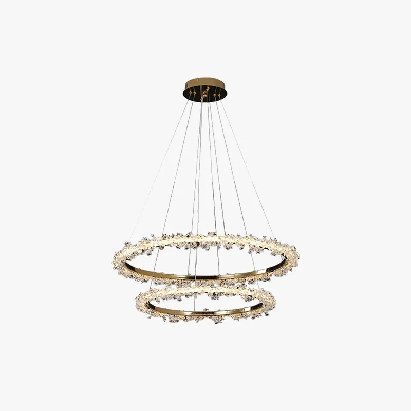 Kristy Lustre Cercle Luxueux, Metal\\/Cristal, Or, Salon