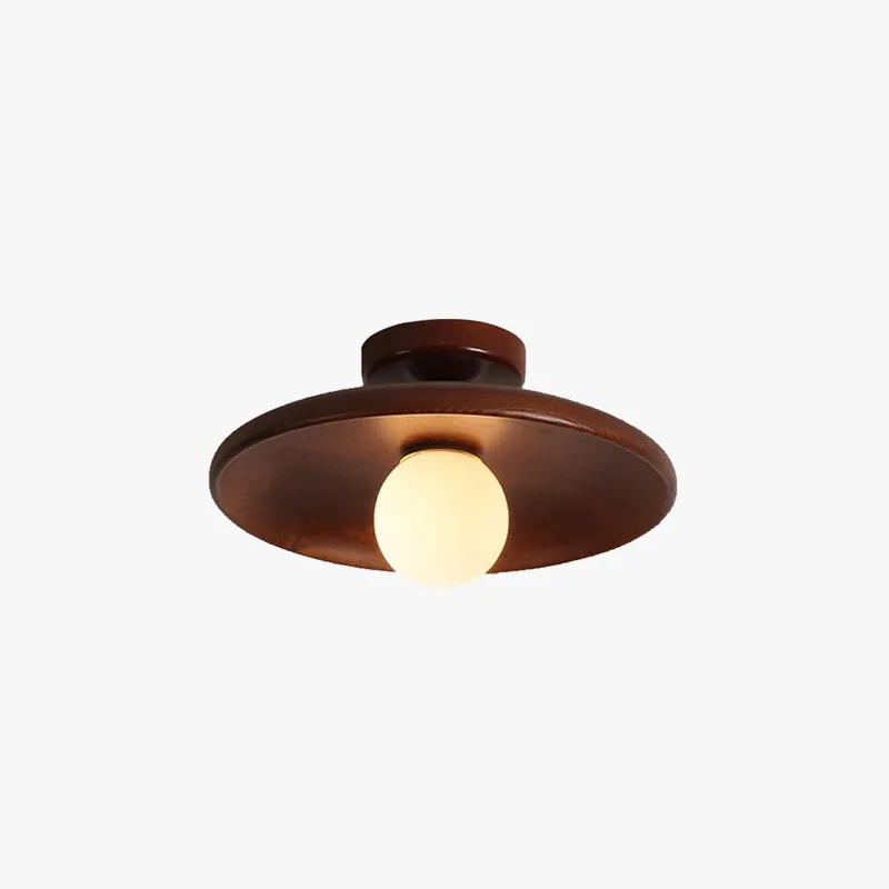 Arisha Plafonnier Bol Moderne, Bois\\/Verre, Bois\\/Noyer, Salon