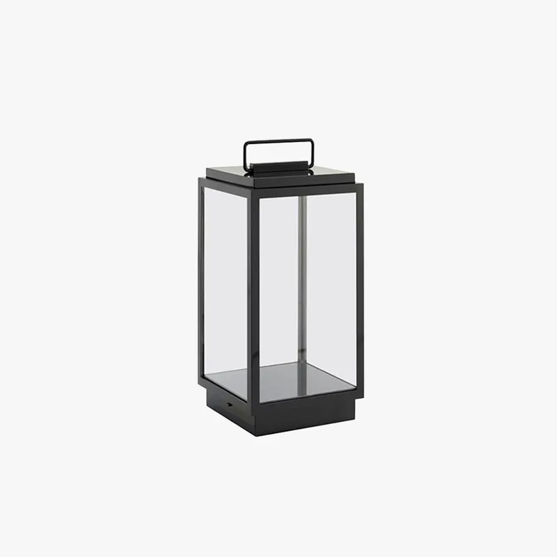 Ray Lampadaire Lanterne Minimaliste, Métal\\/Verre, Noir, Extérieur