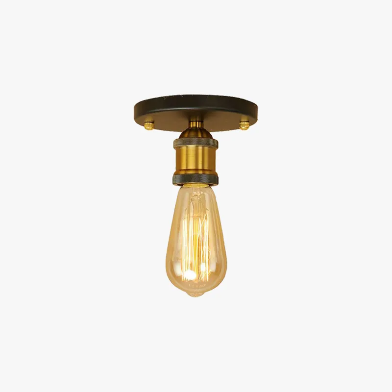 Silva Plafonnier Ampoule Vintage, Métal, Noir\\/Laiton\\/Rouille\\/Chromé, Salon