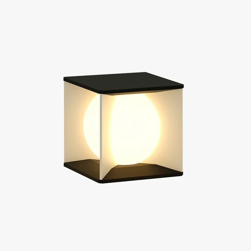 Aria Lampe de Poteau Lune Moderne, Métal\\/Acrylique, Noir, Cour