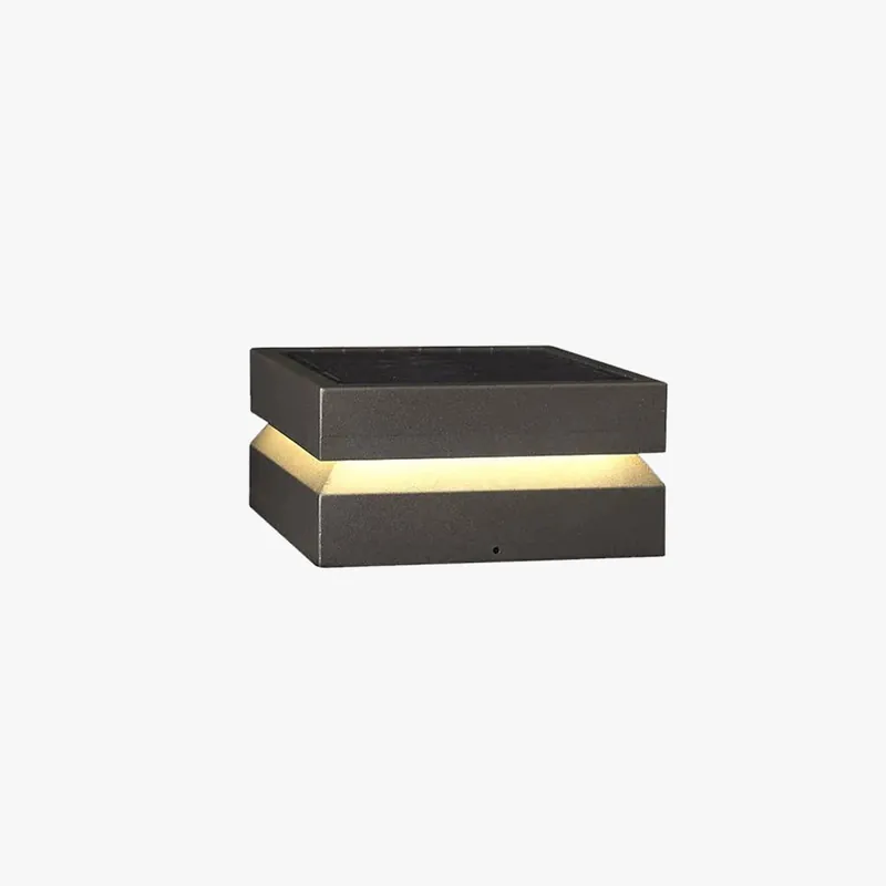 Ray Lampe de Poteau Rectangulaire Moderne, Métal, Noir, Cour