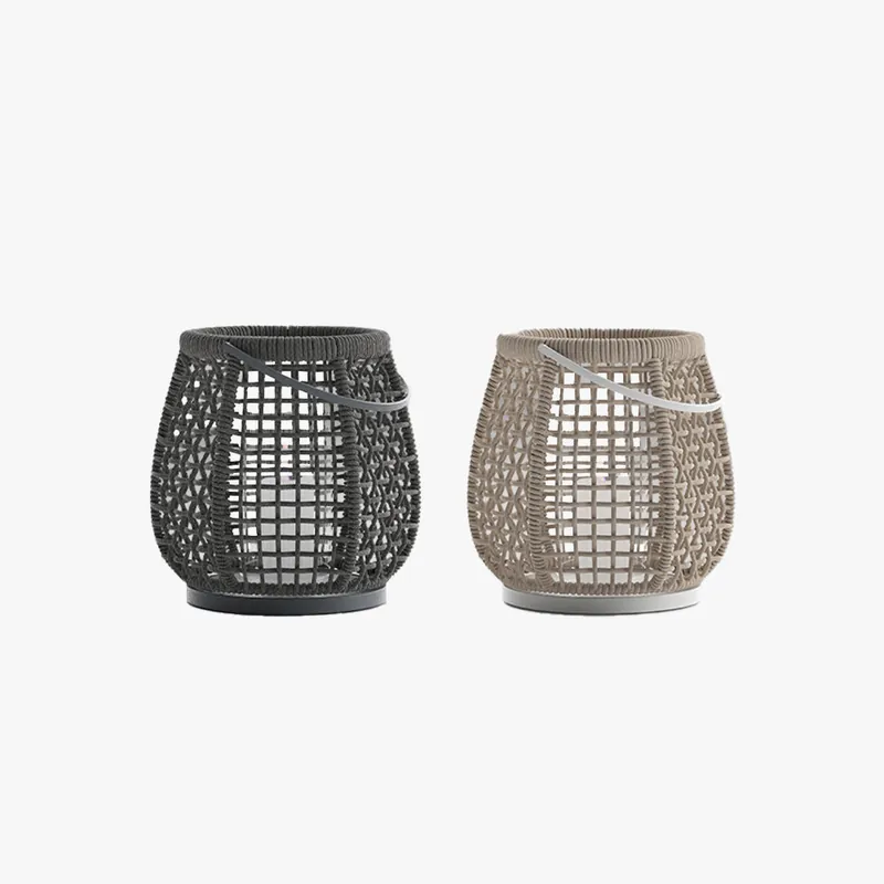 Ritta Vintage LED Lampadaire Métal\\/Rotin Noir\\/Beige Extérieur