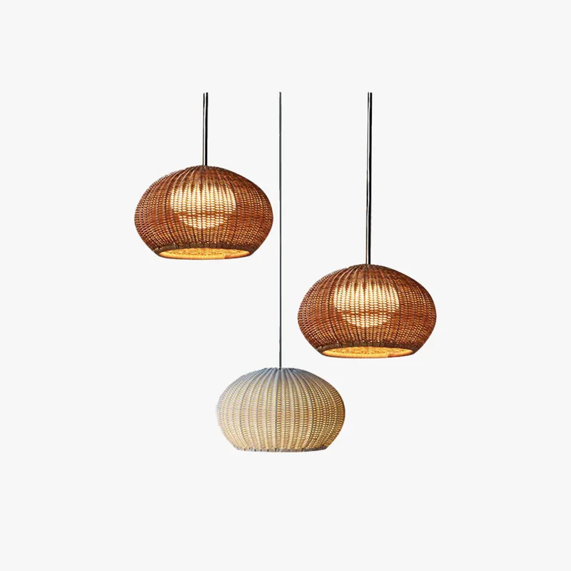 Ritta Moderne LED Suspension Café Beige Métal\\/Rotin Extérieur