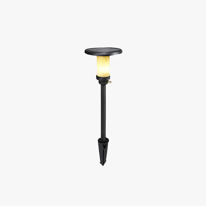 Ray Ronde Moderne Lampadaire Noir Métal\\/Marbre Noir Extérieur