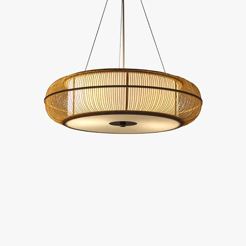 Muto Ronde LED Suspension Noir Métal\\/Bois Salle à manger Salon