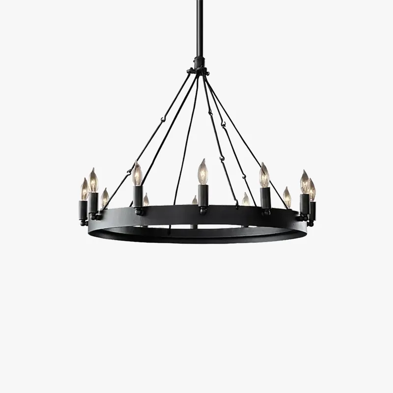 Silva Ronde Industrielle LED Suspension Noir Métal Chambre à coucher