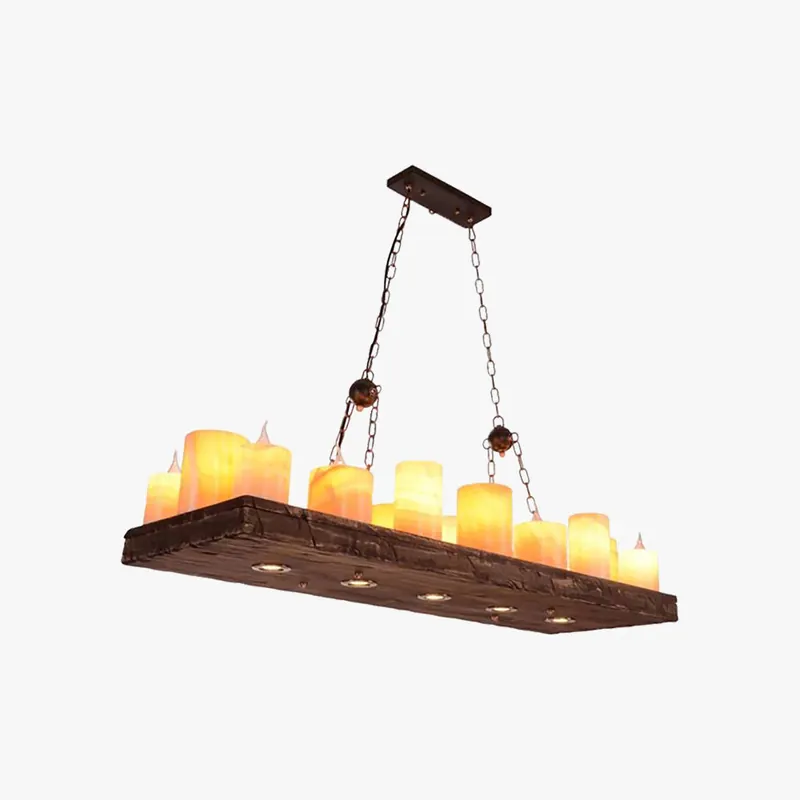 Epoch Bougie Rustique Lustre Bois\\/Métal\\/Verre Salon Chambre à coucher