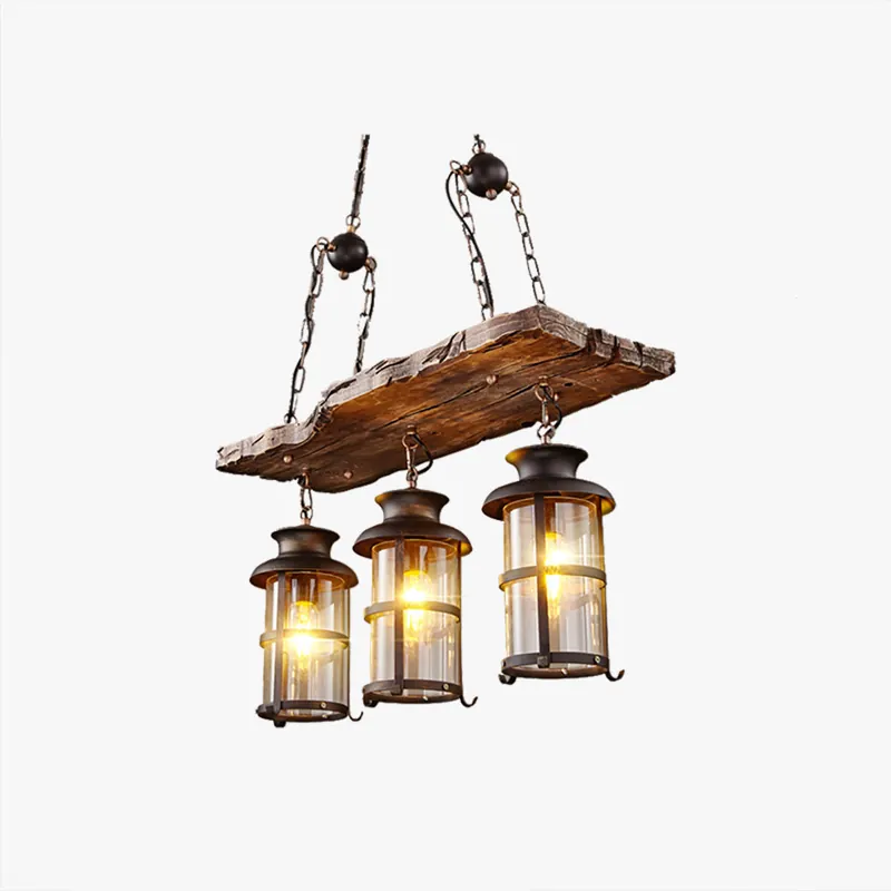 Epoch Vintage LED Lustre Métal\\/Verre\\/Bois Salon Chambre à coucher