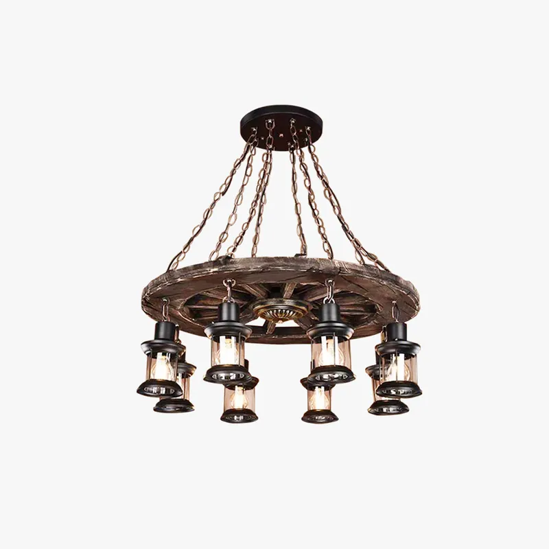 Epoch Ronde Vintage LED Lustre Bois\\/Métal\\/Verre Salon Cuisine