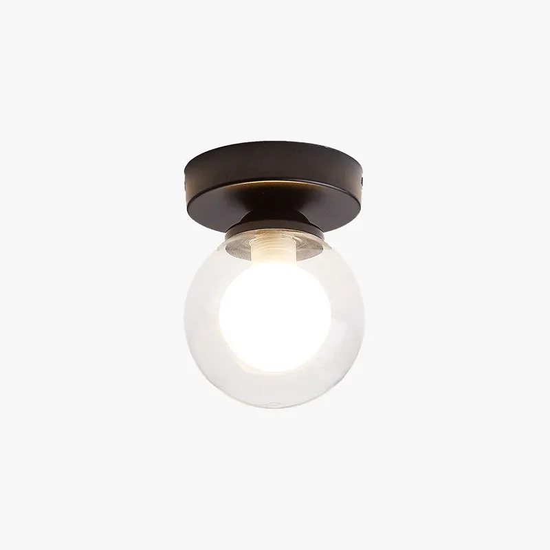 Valentina Bulle Moderne LED Plafonnier Noir\\/Doré Métal\\/Verre Chambre à coucher