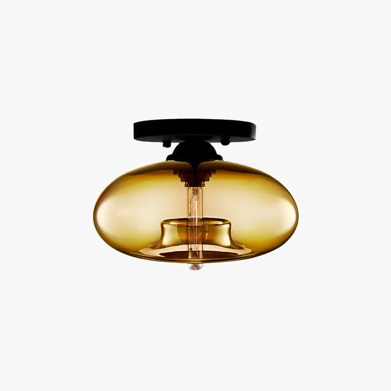 Arisha Oval Industriel LED Plafonnier Rouge\\/Marron\\/Ambre\\/Bleu Métal\\/Verre Salon